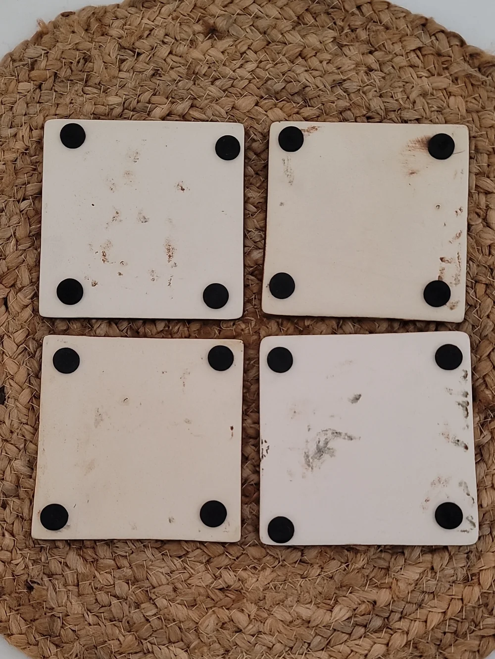 Embossed Ceramic Tile Coasters - Set of 4
